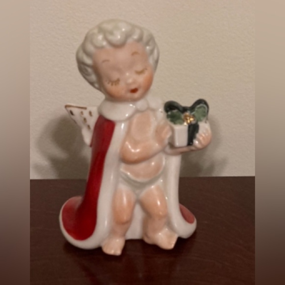 Vintage Red Robed Christmas Cherub